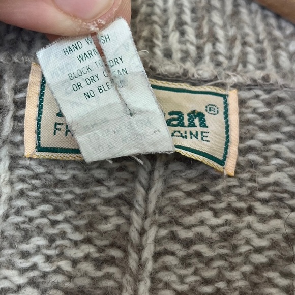VNTG LL Bean Fair Isle Wool Zip Cardigan Sz L Made in USA Winter Outdoors Camp - Picture 5 of 12